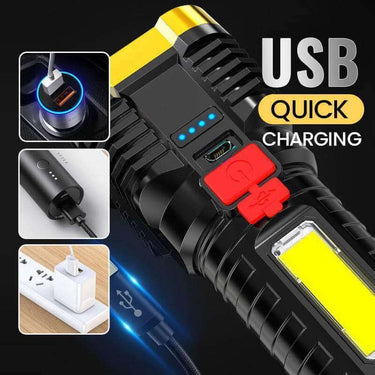 FlashLamp™ | Ultra Bright Waterproof Outdoor LED Flashlight with Side Lamp